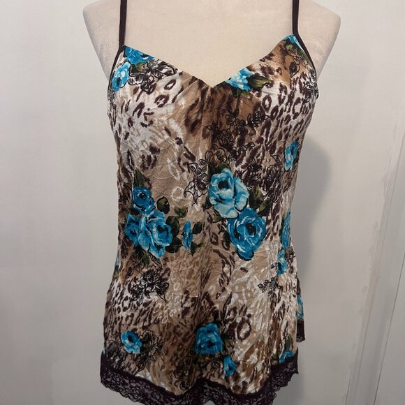 Tops - Cheetah and Floral Lace Tank Top